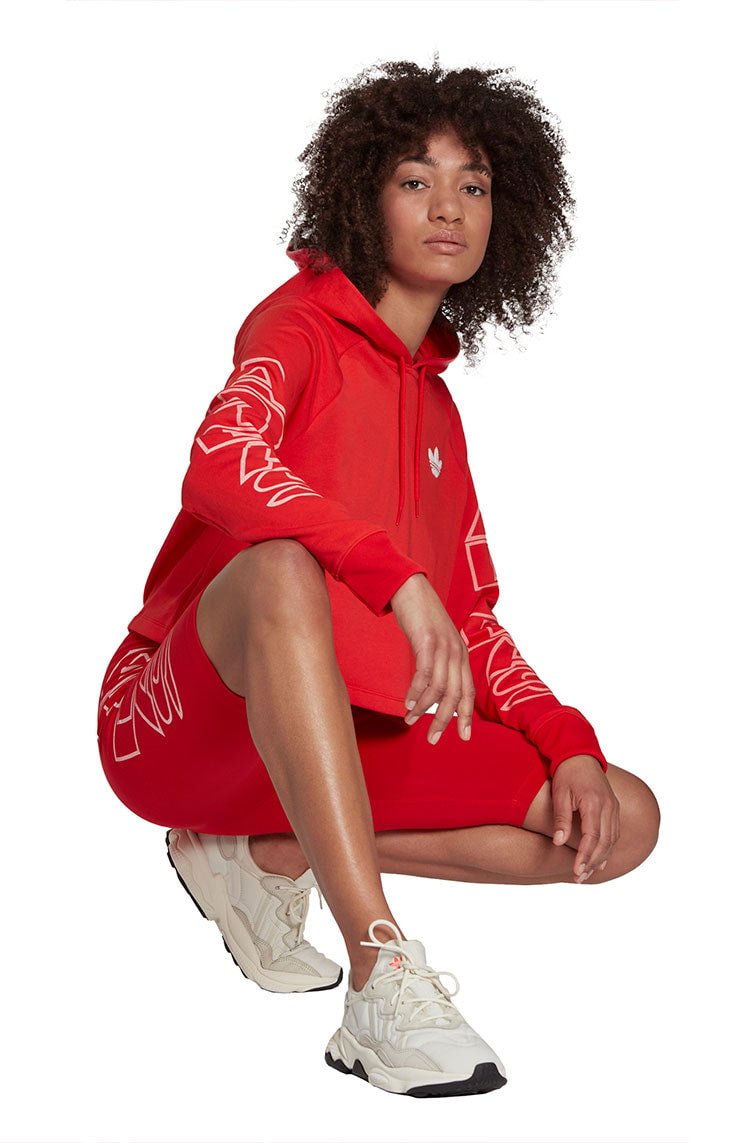 Moletom Adidas Cropped Hoodie Feminino Vermelho/Branco - NewSkull