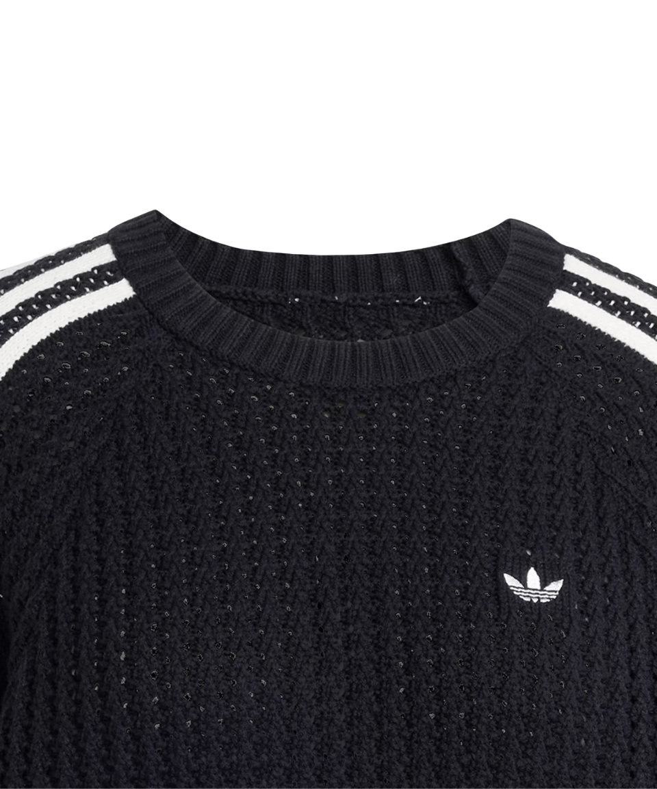 Moletom Adidas Knitted Adicolor Crew Preto/Branco - NewSkull