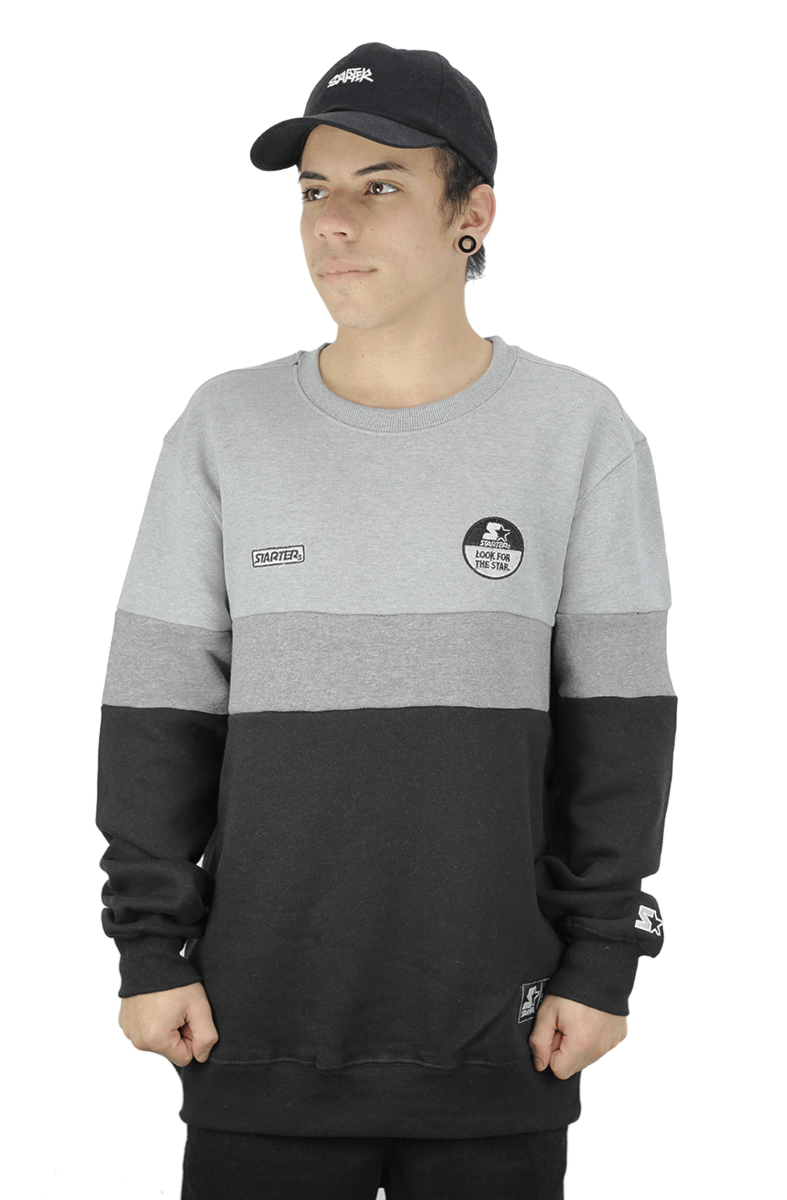 Moletom Careca Starter Triple Color Cinza - NewSkull