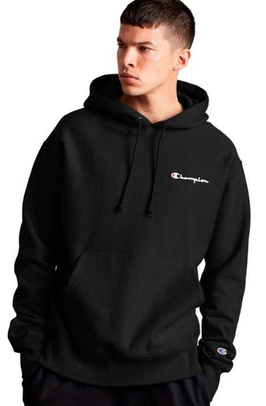 Moletom Champion Canguru Life T Reverse Weave Script Logo Preto/Branco - NewSkull