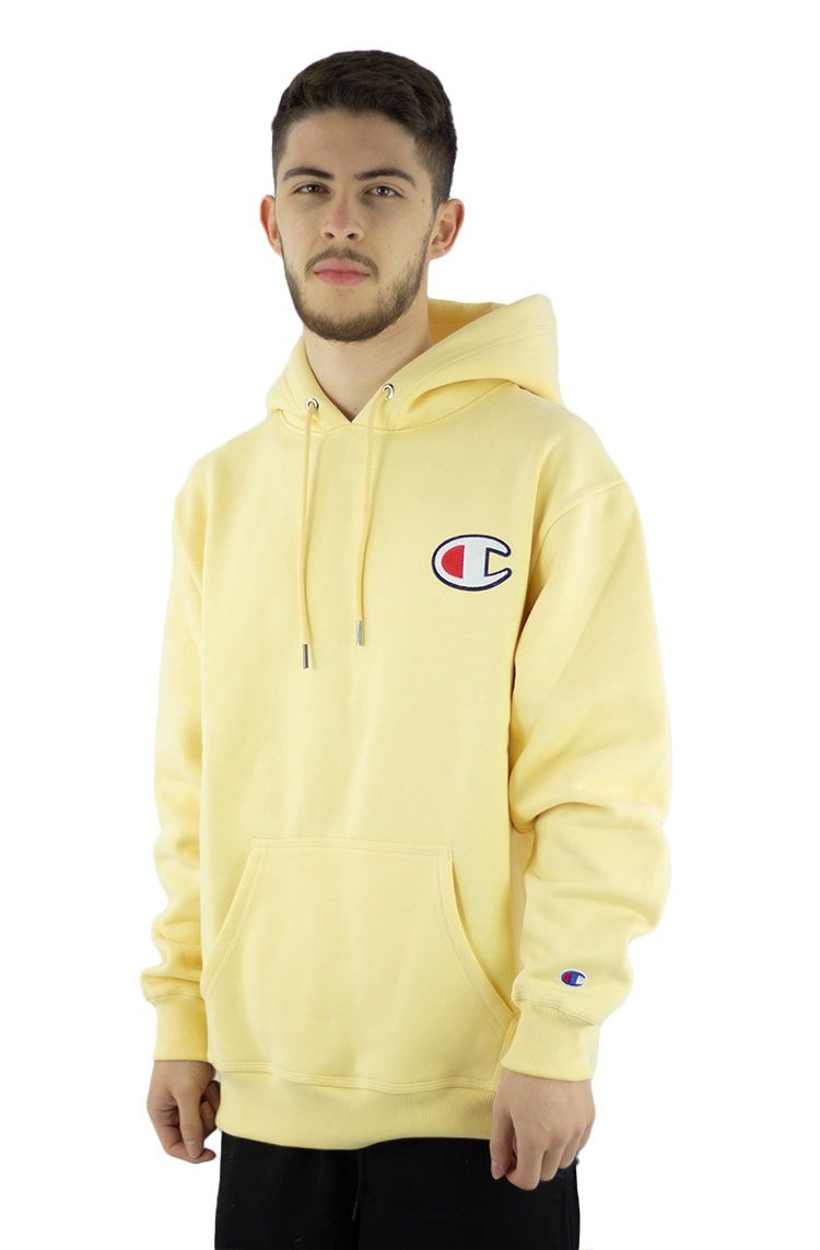 Moletom Champion Canguru Super Fleece C Embroidery Patch Felt Amarelo/Branco - NewSkull
