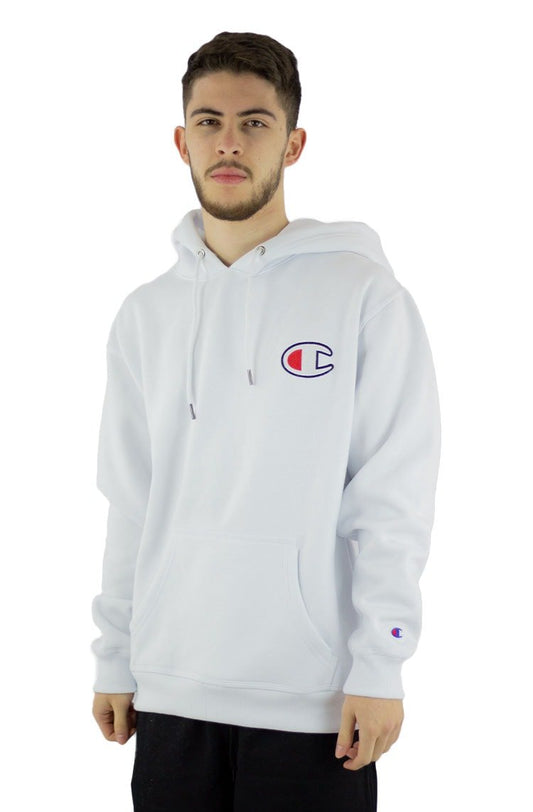 Moletom Champion Canguru Super Fleece C Embroidery Patch Felt Branco/Preto - NewSkull