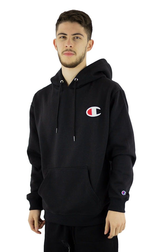 Moletom Champion Canguru Super Fleece C Embroidery Patch Felt Preto/Branco - NewSkull