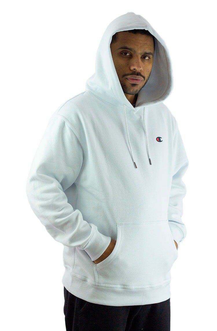 Moletom Champion Canguru Super Fleece C Logo Embroidery Color Branco/Azul - NewSkull
