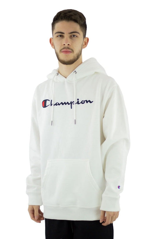 Moletom Champion Canguru Super Fleece Script Patch Logo Branco/Preto - NewSkull