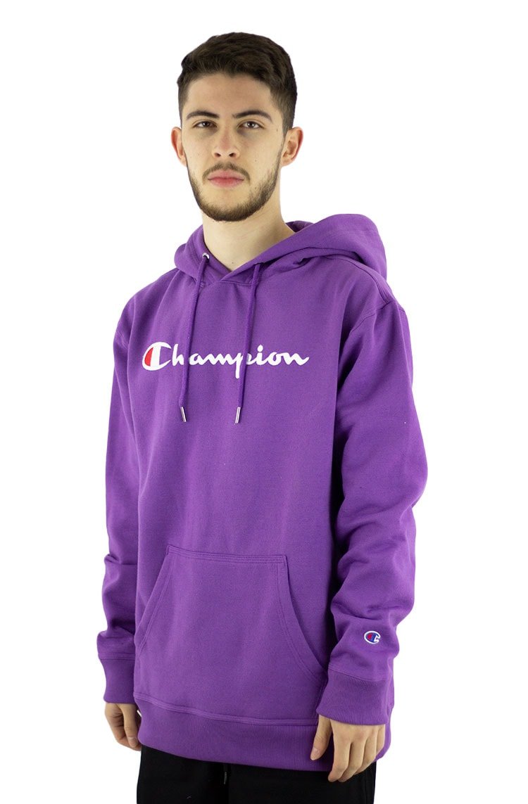 Moletom Champion Canguru Super Fleece Script Patch Logo Roxo/Branco - NewSkull