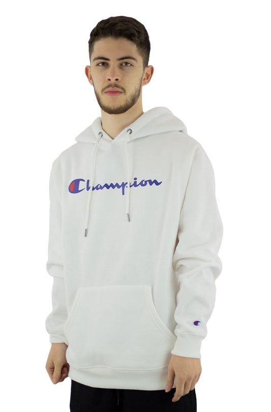Moletom Champion Felpado Capuz Script Logo Print Branco/Azul - NewSkull