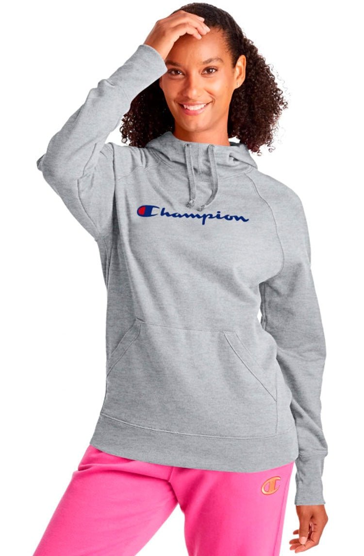 Moletom Champion Feminino Classic Cinza/Azul - NewSkull