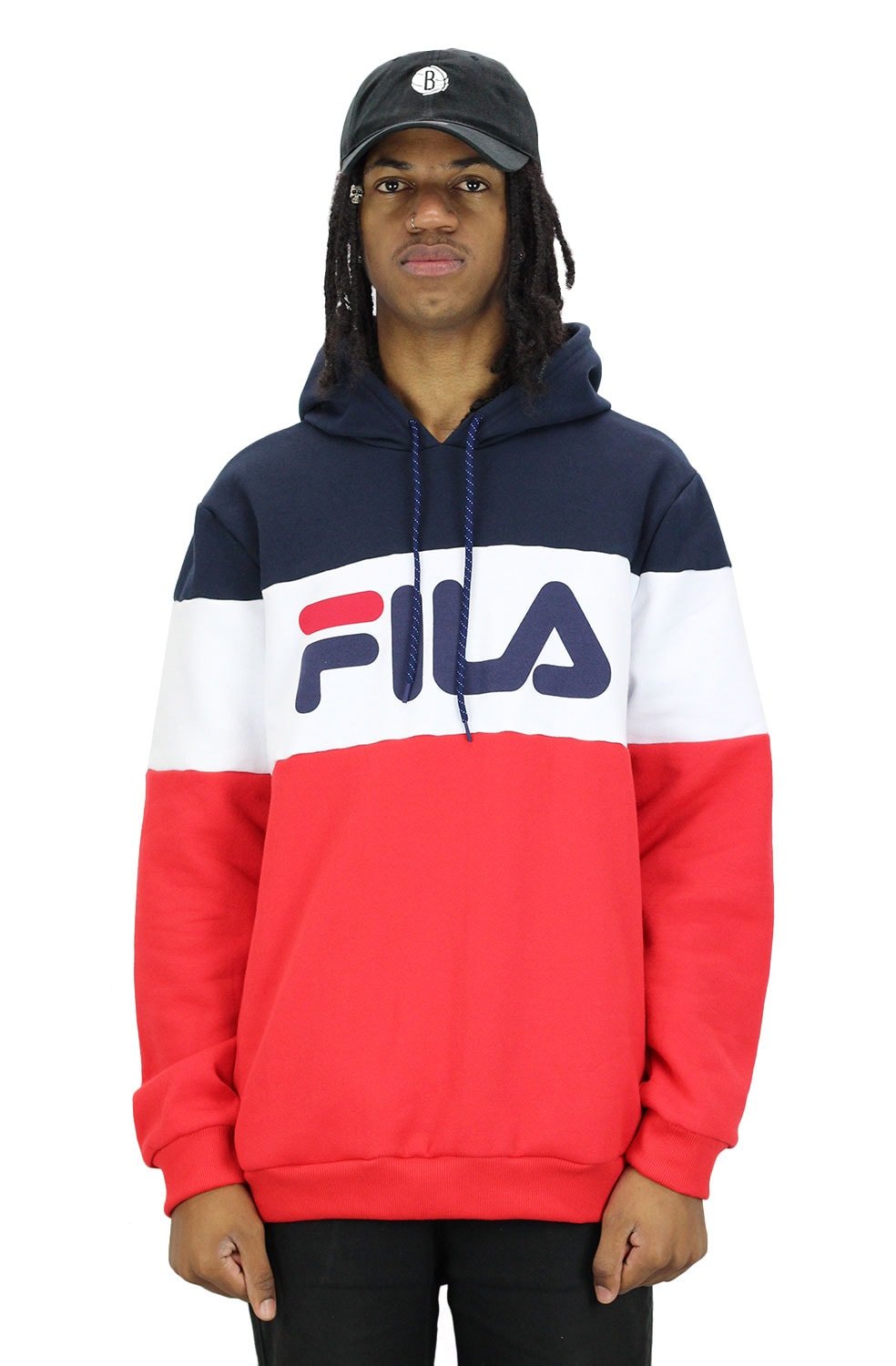 MOLETOM FILA BLOCK COM CAPUZ VERMELHO/AZUL - NewSkull