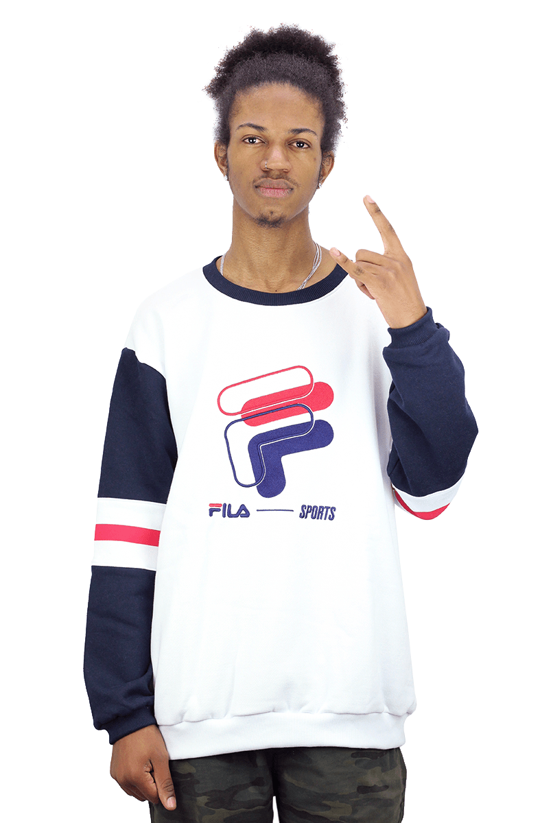 MOLETOM FILA SPORTS CARECA BRANCO - NewSkull