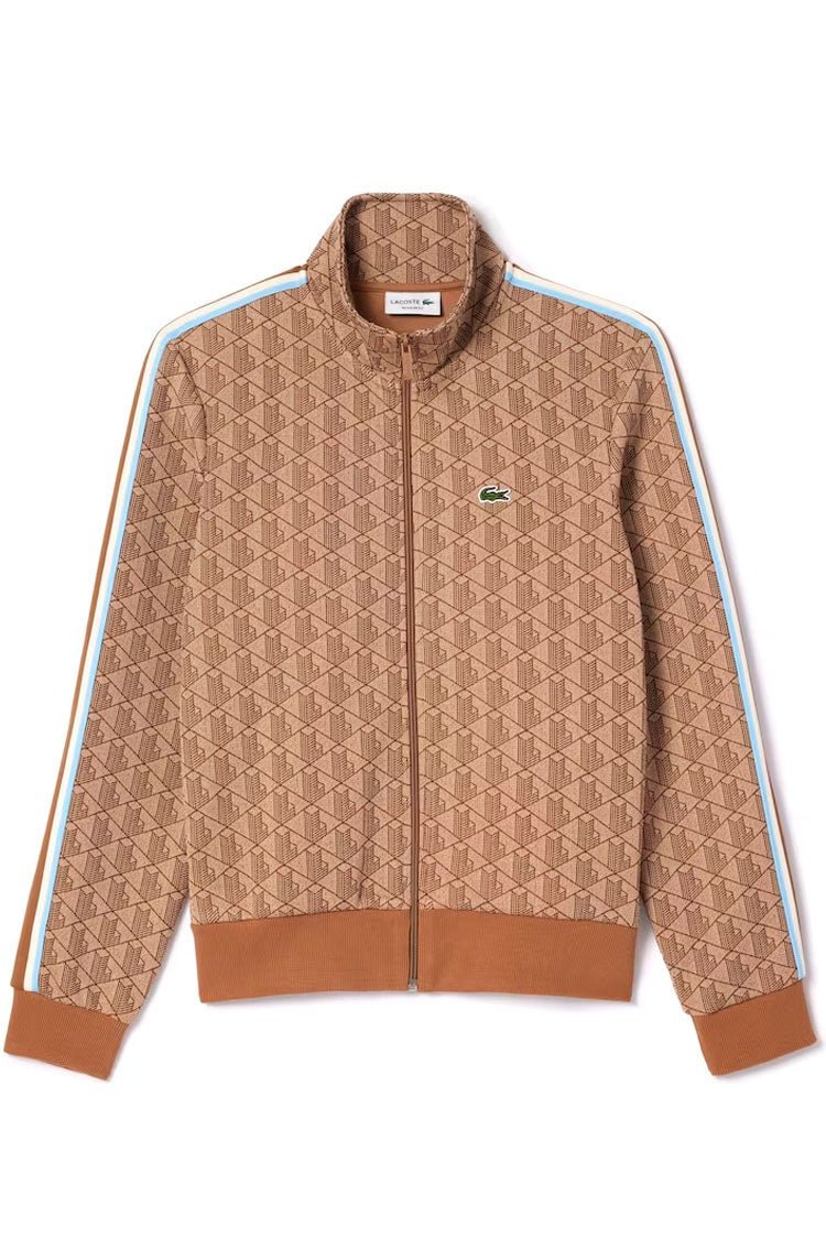Moletom Lacoste Paris em Jacquard com Zíper Monograma Bege - NewSkull