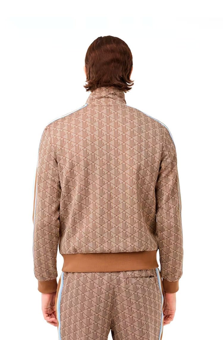 Moletom Lacoste Paris em Jacquard com Zíper Monograma Bege - NewSkull