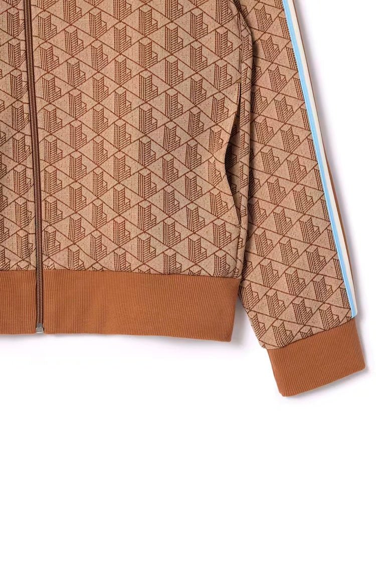 Moletom Lacoste Paris em Jacquard com Zíper Monograma Bege - NewSkull