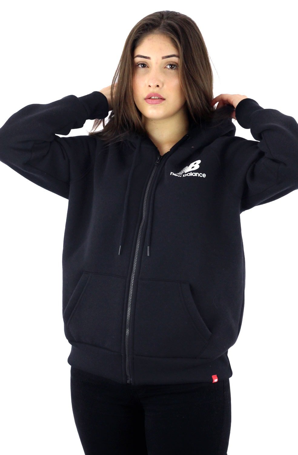 Moletom New Balance Canguru Feminino Capuz Preto 1 - NewSkull