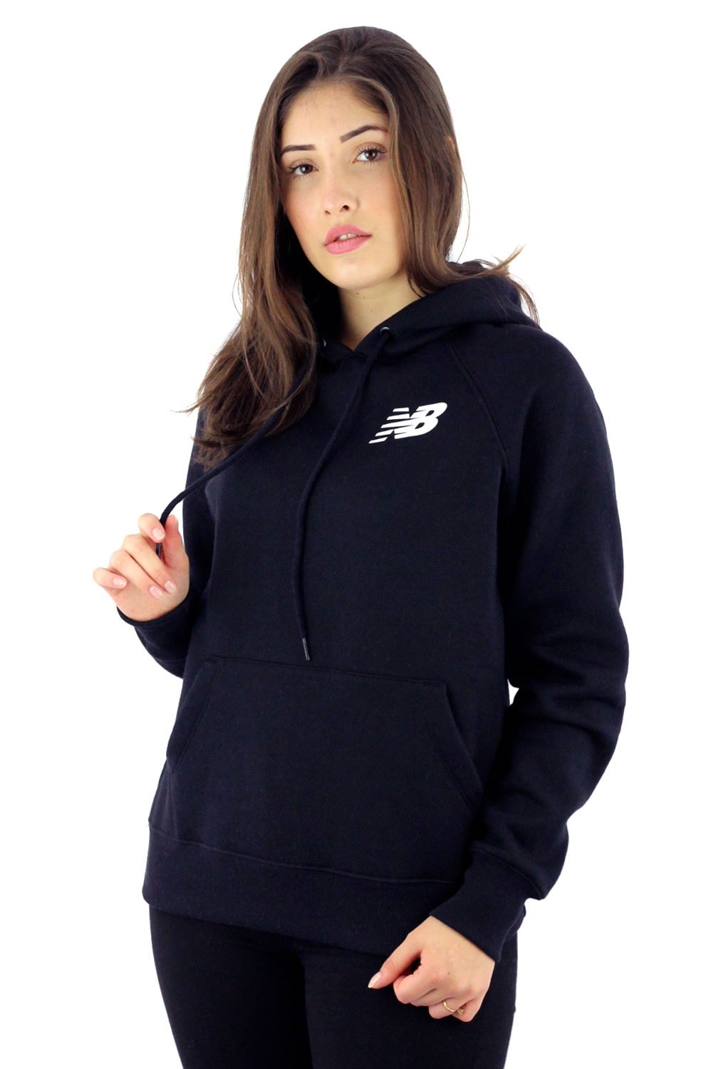 Moletom New Balance Canguru Feminino Capuz Preto - NewSkull