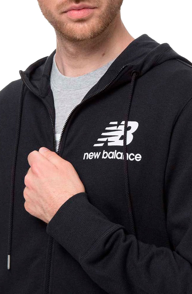 Moletom New Balance Essentials Full Zip Preto/Branco - NewSkull