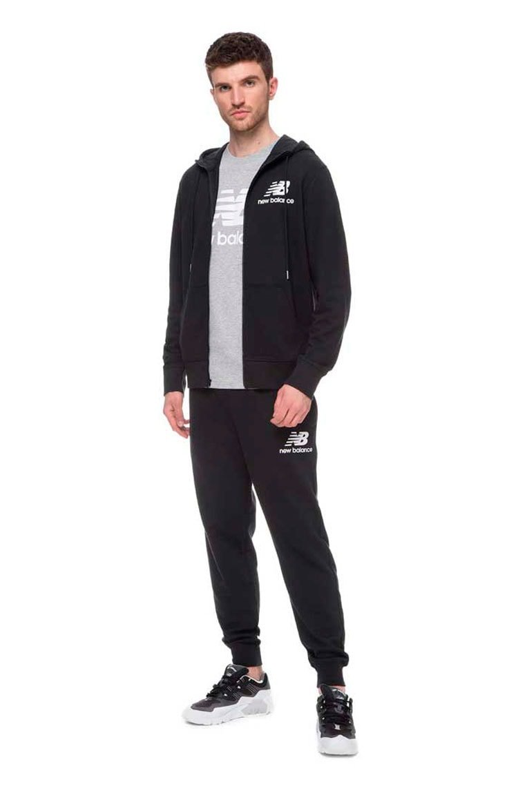 Moletom New Balance Essentials Full Zip Preto/Branco - NewSkull