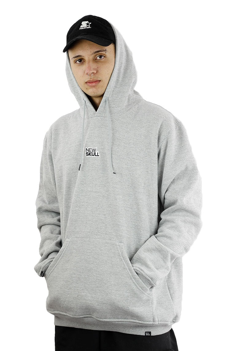 Moletom NewSkull Canguru Capuz Cinza/Cinza - NewSkull