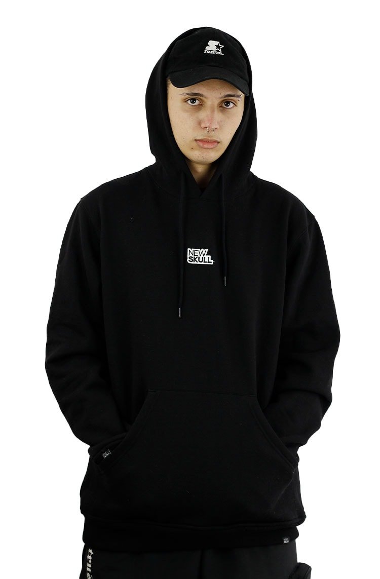 Moletom NewSkull Canguru Capuz Preto/Preto - NewSkull