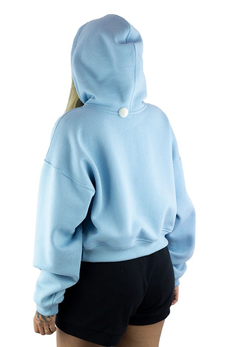 Moletom NewSkull Cropped Feminino Bordado Azul/Azul - NewSkull