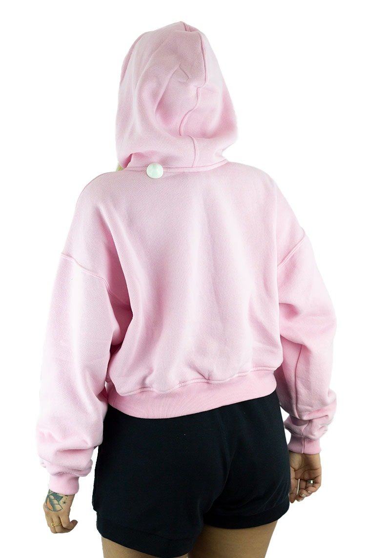 Moletom NewSkull Cropped Feminino Bordado Rosa/Rosa - NewSkull