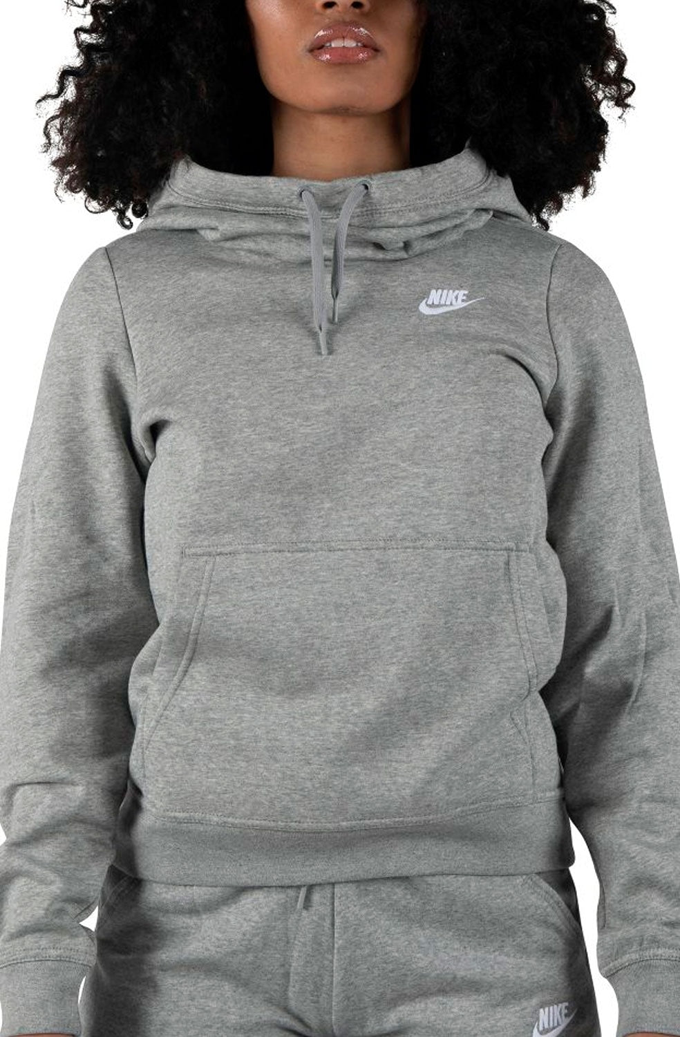 MOLETOM NIKE NSW FUNNEL FEMININO CAPUZ CINZA - NewSkull