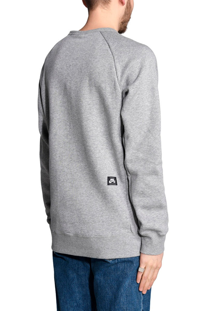 Moletom Nike SB Icon Crew Careca Cinza Mescla - NewSkull