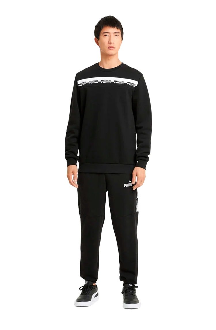 Moletom Puma Amplified Crew Neck Preto/Branco - NewSkull