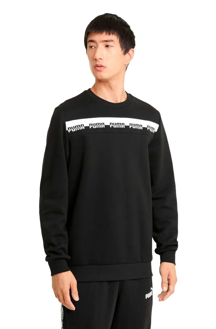 Moletom Puma Amplified Crew Neck Preto/Branco - NewSkull