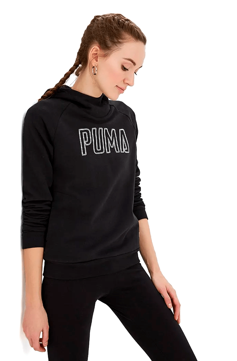 MOLETOM PUMA ATHLETICS FEMININO COM CAPUZ PRETO - NewSkull