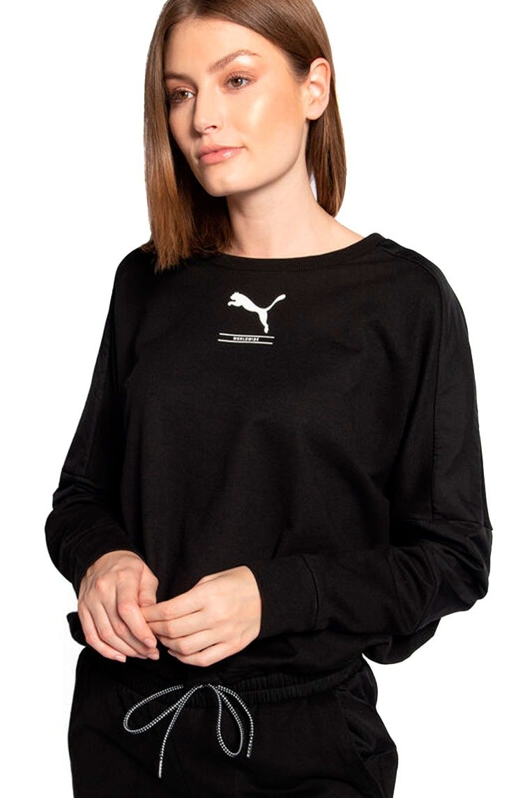 Moletom Puma Cropped Nu - Tility Crew Preto/Branco - NewSkull