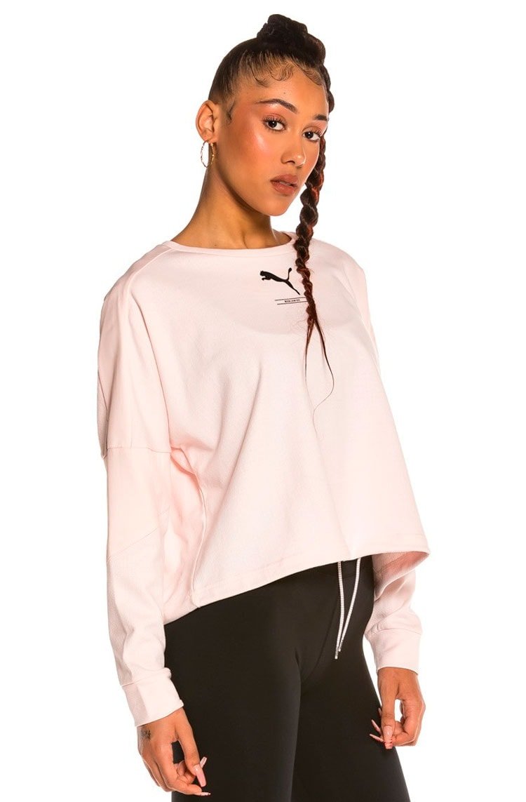 Moletom Puma Cropped Nu - Tility Crew Rosa/Branco - NewSkull