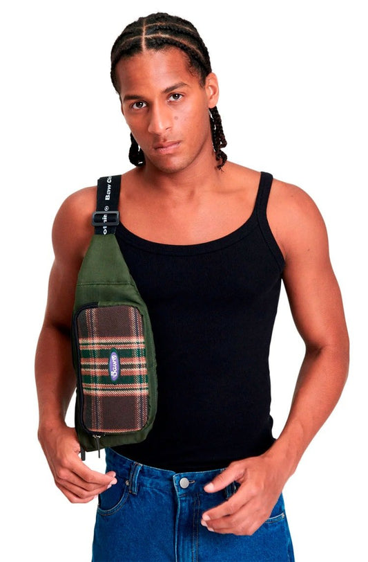 Pochete Baw Patch Plaid Verde Militar - NewSkull