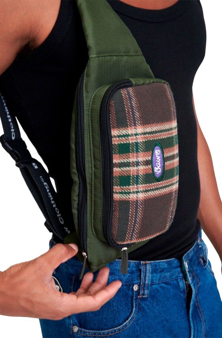 Pochete Baw Patch Plaid Verde Militar - NewSkull