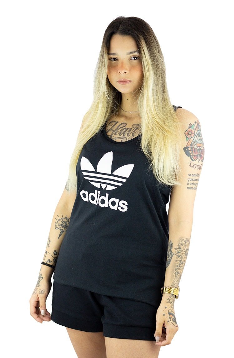 Regata ADIDAS Trefoil Feminina Preta/Branca - NewSkull