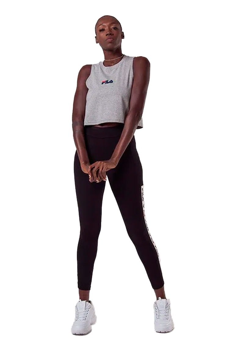 Regata Fila Feminina Cropped Letter Cinza/Mescla - NewSkull