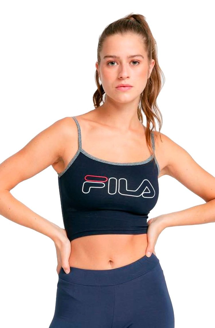 Regata Fila Feminina Cropped Straps Azul/Cinza - NewSkull