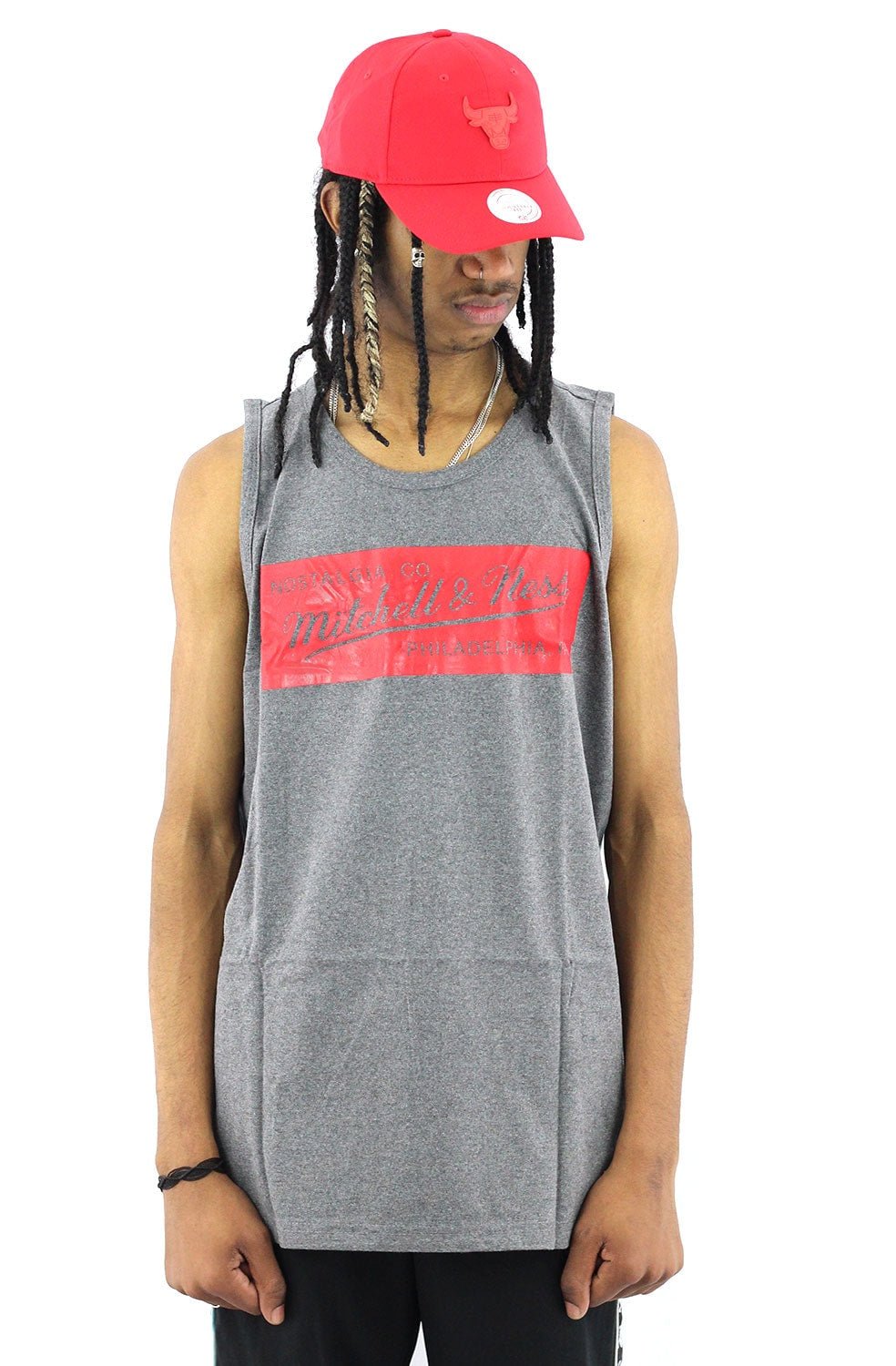 Regata Mitchell e Ness Logo Box Cinza - NewSkull