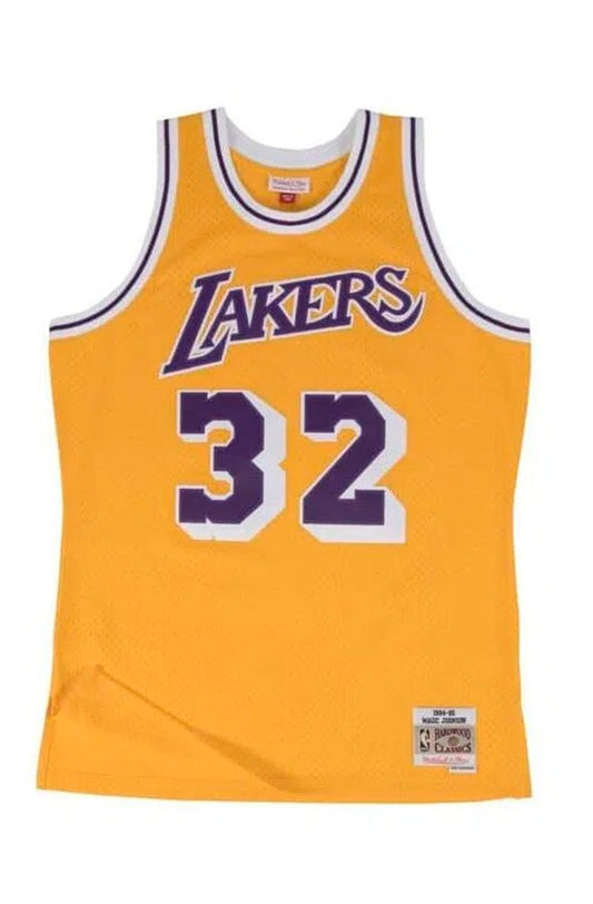 Regata Mitchell & Ness Swingman Jersey Los Angeles Lakers Home Magic Johnson 1984 - 1985 Amarela - NewSkull