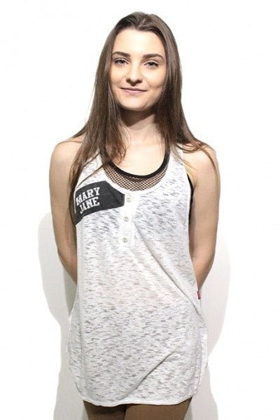 Regata Nadador Mary Jane Stripes Feminina Branca - NewSkull