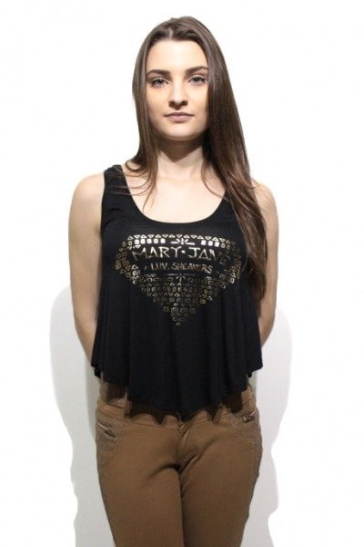 Regata Soltinha Mary Jane Diamante MJ Feminina Preta - NewSkull