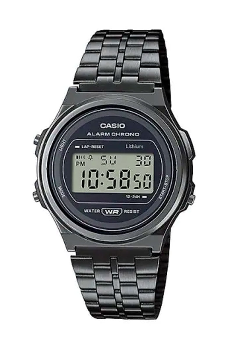 Relógio Casio Digital Vintage A171WEGG - 1ADF Preto/Prata - NewSkull