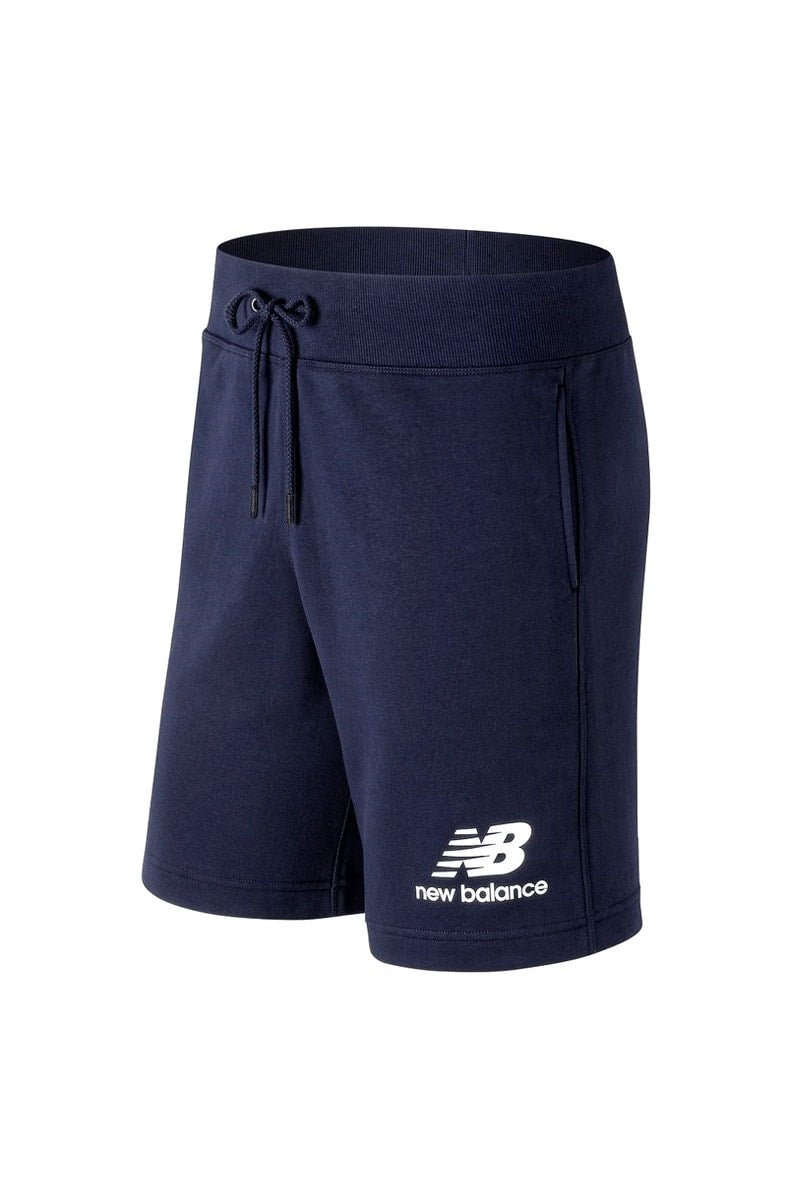 Short New Balance Essentials Stacked Logo Azul Marinho/Branco - NewSkull