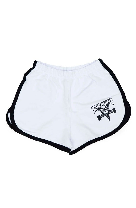 Short Thrasher Feminino Skategoat Night Branco/Preto - NewSkull
