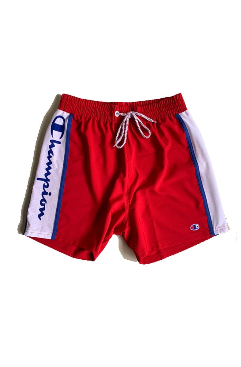 Shorts Champion Beach Vermelho/Branco - NewSkull