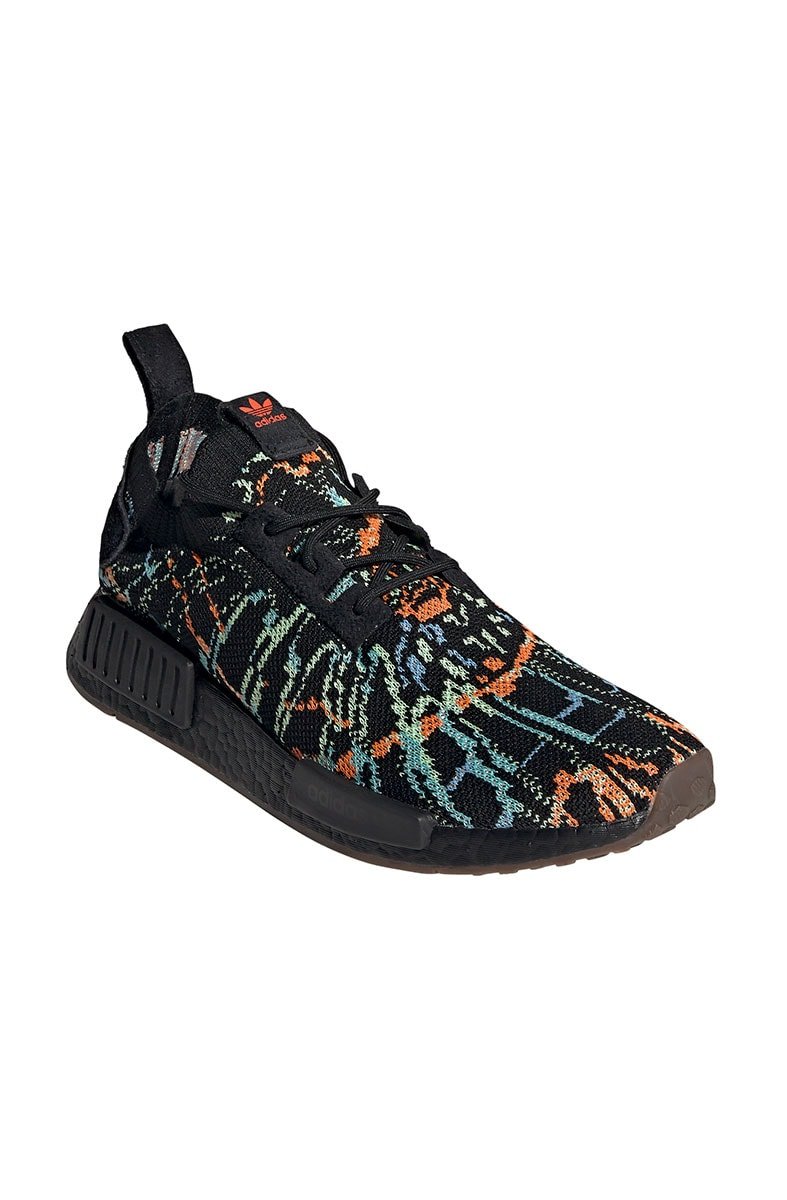 Tênis Adidas NMD R1 Primeknit Preto/Laranja/Verde - NewSkull