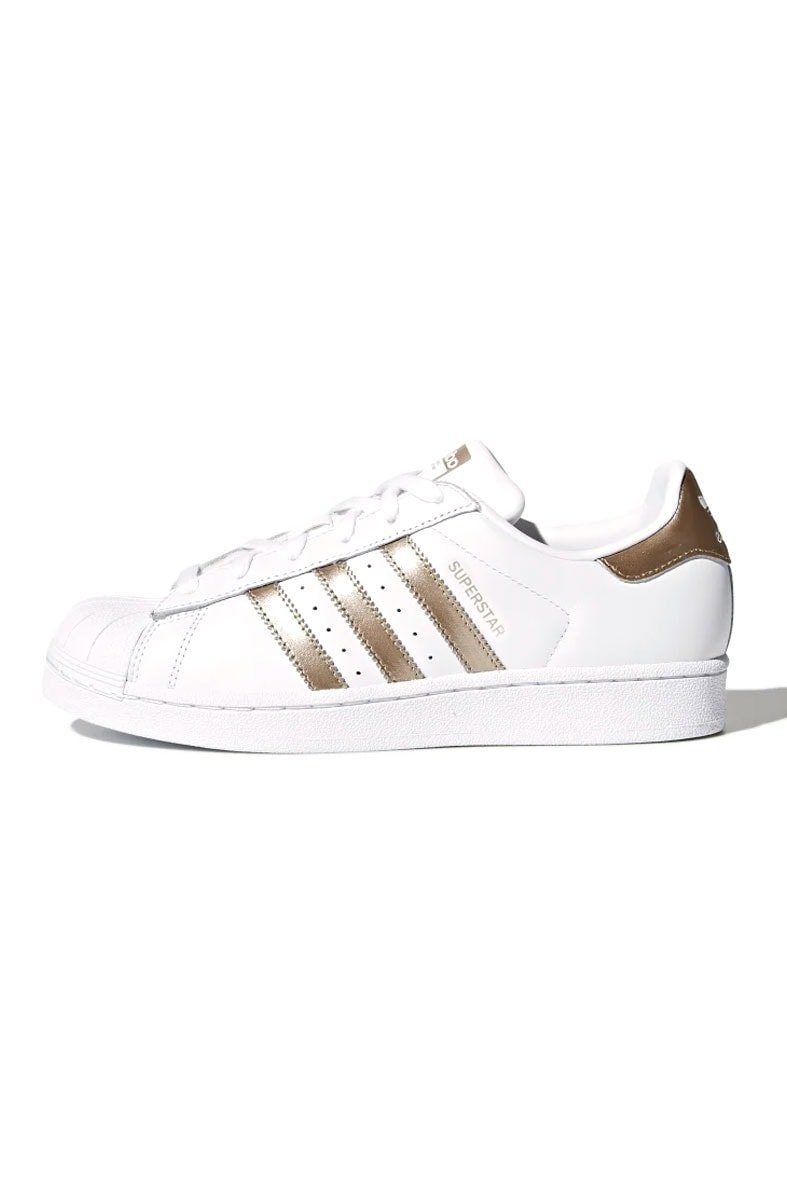 Tênis Adidas Superstar Feminino Branco/Dourado - NewSkull