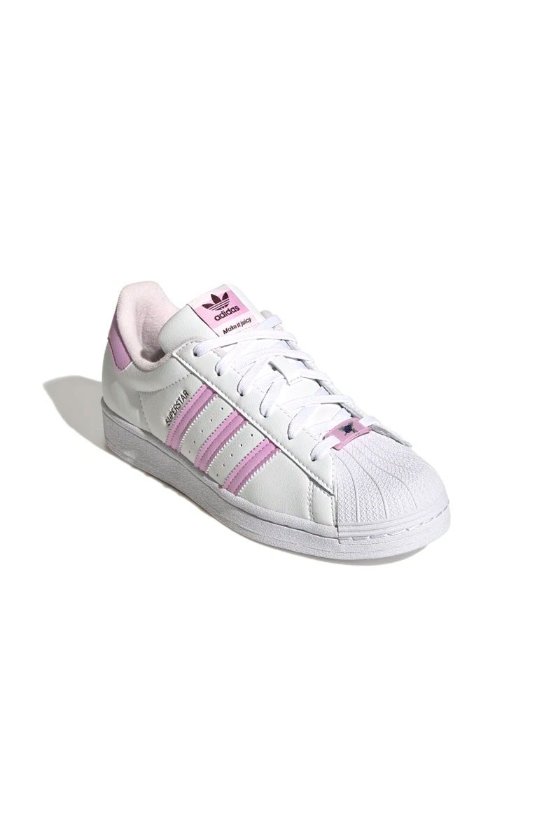 Tênis Adidas Superstar Her Vegan Branco/Rosa - NewSkull