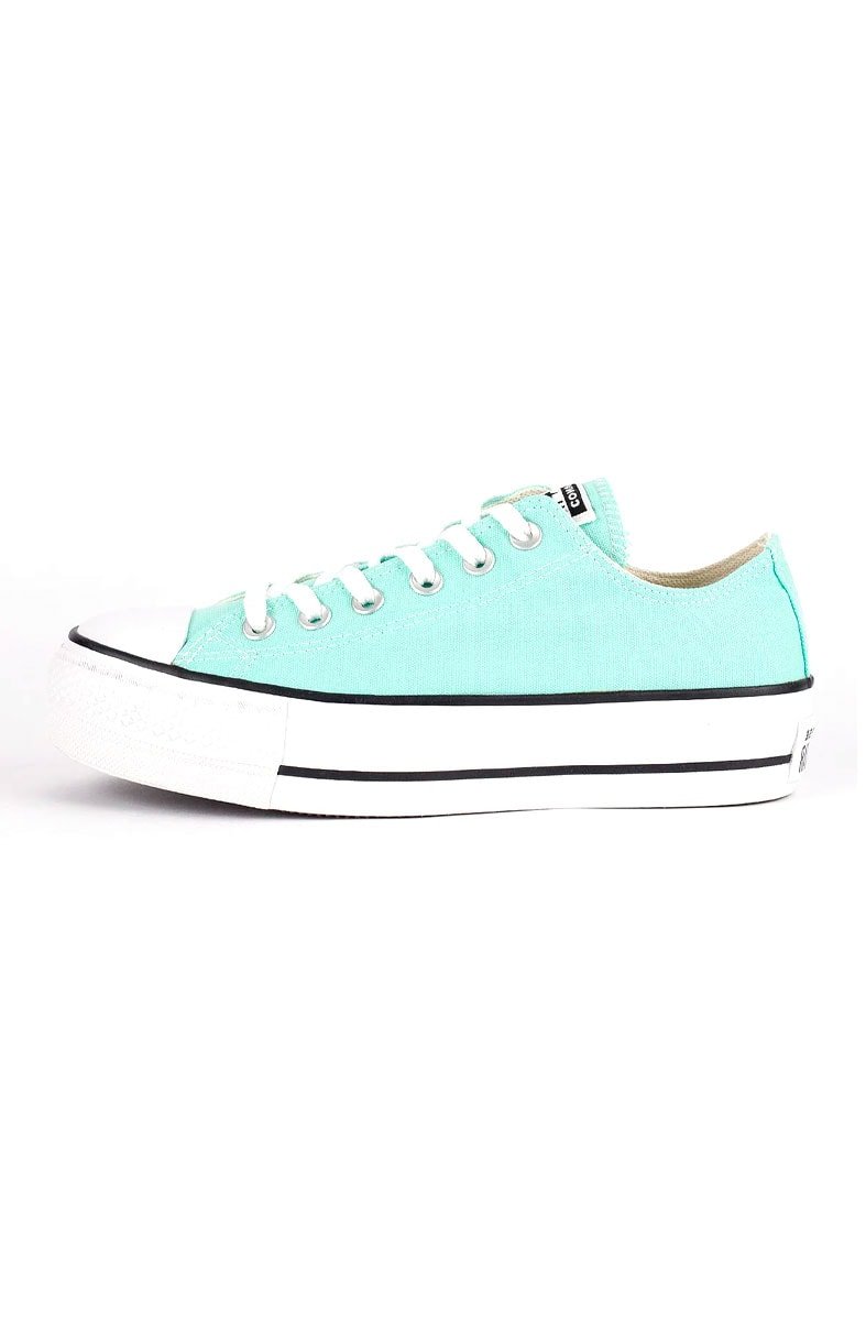 Tênis Converse Chuck Taylor All Star Lift Plataforma Low Seasonal Verde Água/Branco - NewSkull