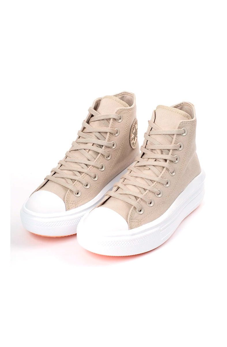 Tênis Converse Chuck Taylor All - Star Move High Authentic Glam Bege Claro/Ouro Claro CT16220001 - NewSkull